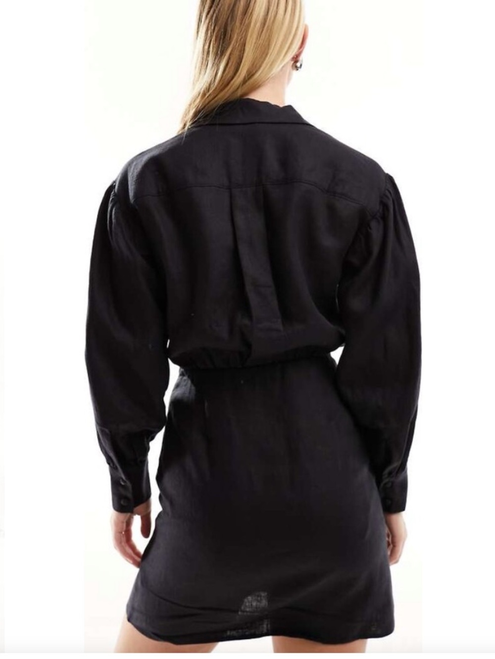 & Other Stories linen mini shirt dress black NWT Size 0 - Picture 2 of 7
